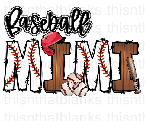Baseball Mimi Sublimation Or DTF Transfer