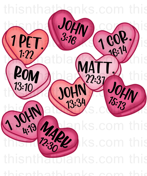 Bible Verse Hearts Sublimation or DTF Transfer