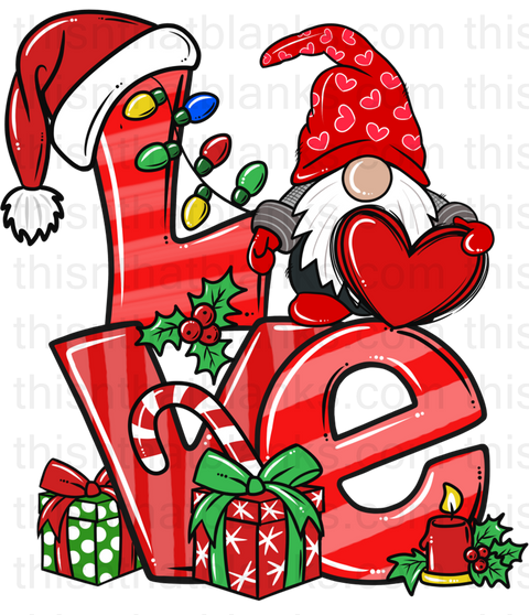 Christmas Gnome Love Sublimation or DTF Transfer
