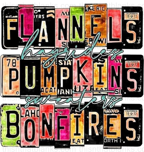 Flannels License Plate Sublimation or DTF Transfer