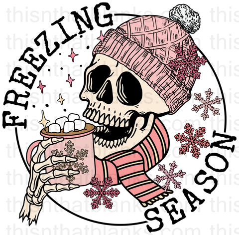 Freezing Season Pink Skellie Sublimation or DTF Transfer