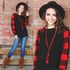 Buffalo Plaid Long Sleeve High Polyester Raglan