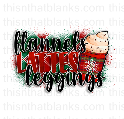 Flannels Lattes Leggings Sublimation or DTF Transfer