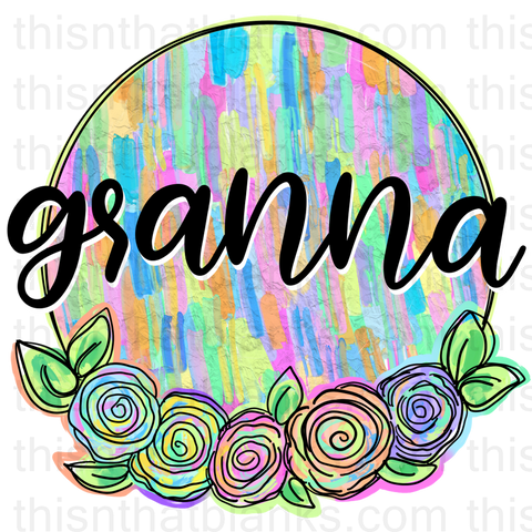 Floral Grandparent Sublimation or DTF Transfer