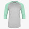 94% High Polyester Adult Heather Body Varsity 3/4 Sleeve Baseball Raglan