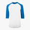 94% High Polyester Youth White Bodied Varsity 3/4 Sleeve Baseball Raglan