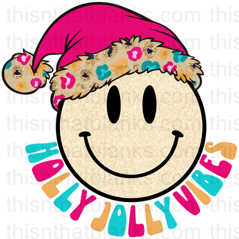 Holly Jolly Vibes Sublimation or DTF Transfer