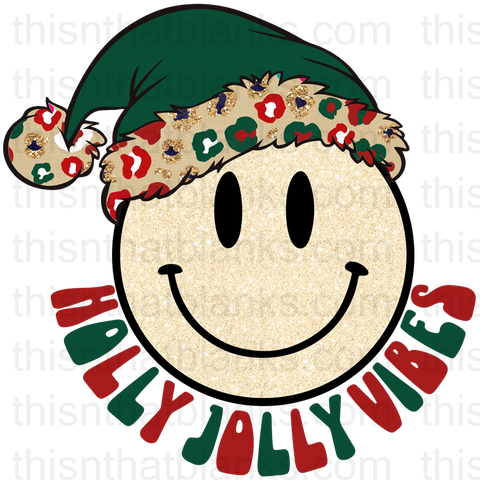 Holly Jolly Vibes Sublimation or DTF Transfer