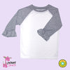 LG Gray & White Ruffle Sleeves Raglan T Shirt