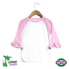 LG Pink & White Ruffle Sleeves Raglan T Shirt