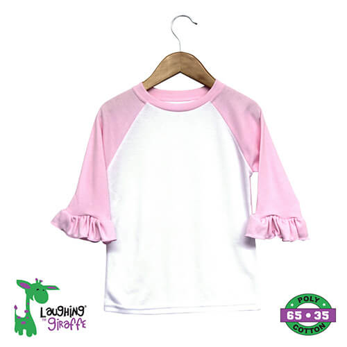 Sublimation Blanks Infant/toddler/youth White/pink Raglan Shirt 65%  Polyester 