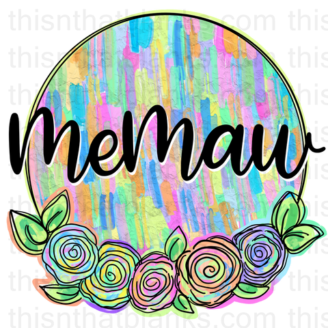 Floral Grandparent Sublimation or DTF Transfer