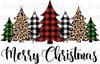 Merry Christmas Plaid Trees Sublimation or DTF Transfer