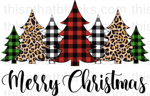 Merry Christmas Plaid Trees Sublimation or DTF Transfer