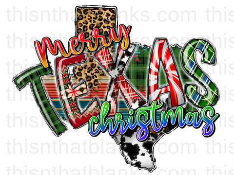 Texas Christmas Sublimation or DTF Transfer