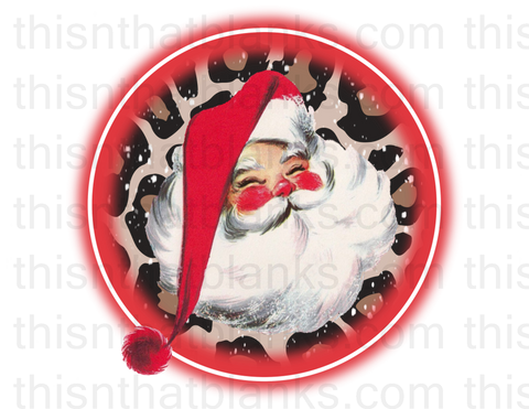 NEON RED LEOPARD SANTA Sublimation or DTF Transfer