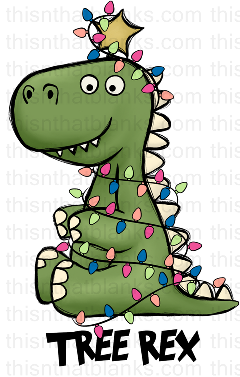 Christmas Dino Sublimation or DTF Transfer