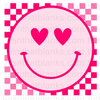 Pink Smiley Heart Checkered Sublimation Or DTF Transfer
