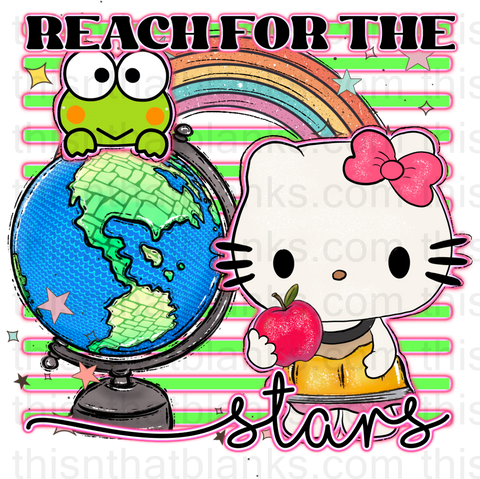 Reach For The Stars Miss Kitty Sublimation Or DTF Transfer