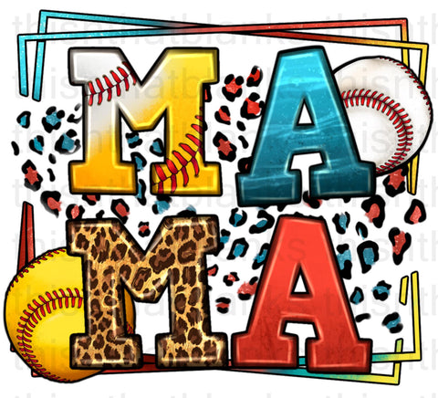 Softball and Baseball Mama Sublimation Or DTF Transfer