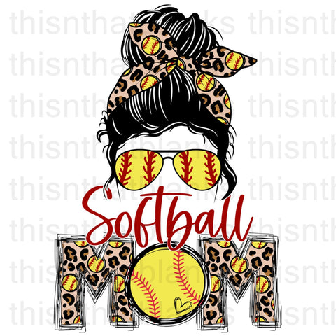 Softball Mom Bun Sublimation Or DTF Transfer
