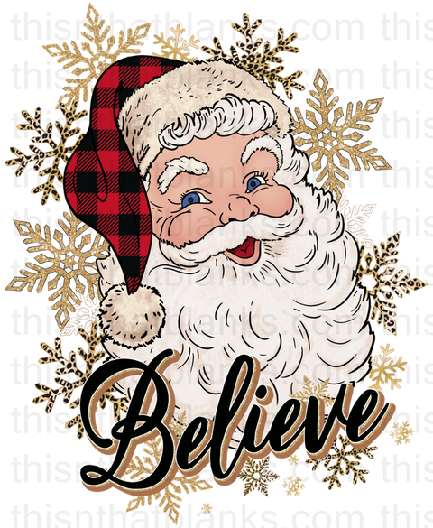 Leopard Believe Santa Sublimation or DTF Transfer