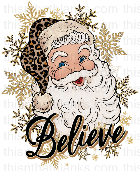 Leopard Believe Santa Sublimation or DTF Transfer