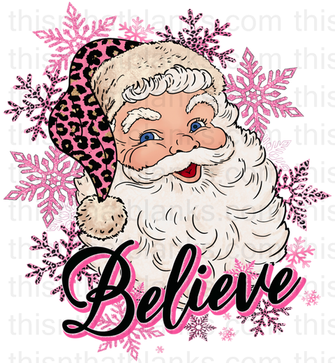 Leopard Believe Santa Sublimation or DTF Transfer