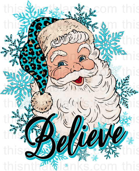 Leopard Believe Santa Sublimation or DTF Transfer