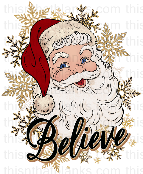 Leopard Believe Santa Sublimation or DTF Transfer