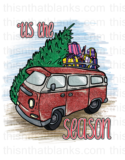 Retro Tis The Season Christmas Truck Sublimation Or DTF Transfer