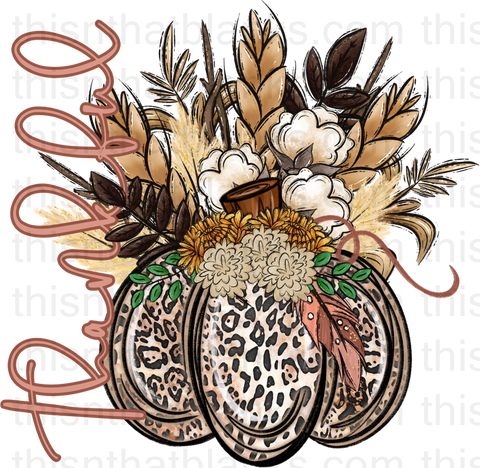 Thankful Fall Leopard Pumpkin