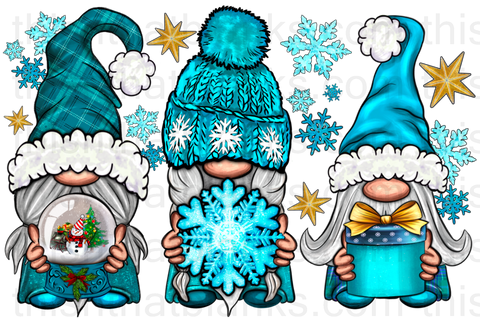 Blue Winter Gnomies Sublimation or DTF Transfer