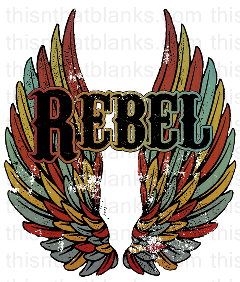 Rebel Retro Wings Sublimation or DTF Transfer